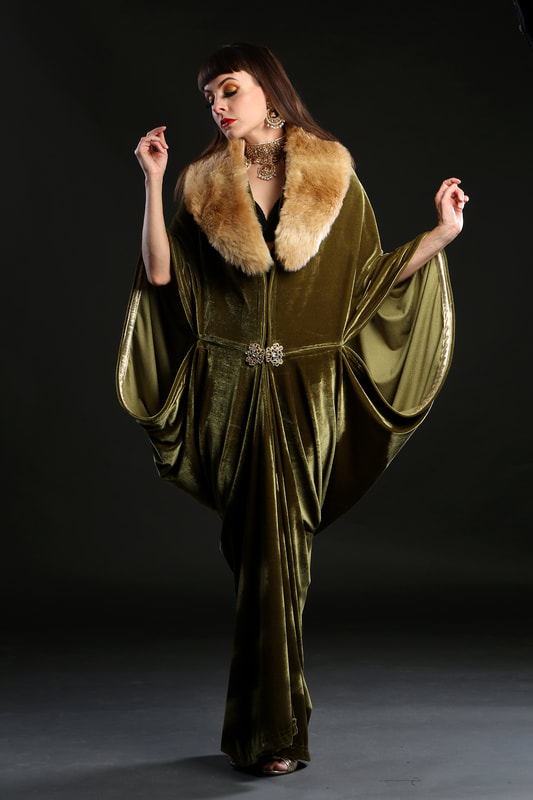 1920s velvet flapper dress coat with faux fur collar by Talulah Blue Creations
